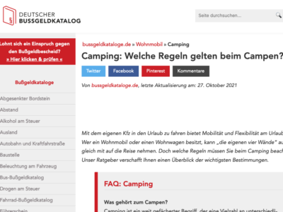 Ratgeber zum Thema CAMPING: „Welche Regeln gelten beim Camping?“